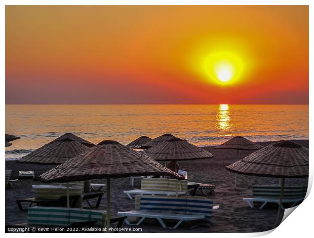 Sunset over Mahmutlar Beach, Alanya, Turkey Print by Kevin Hellon
