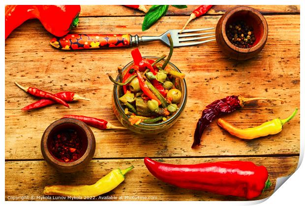 Appetizing dish of stewed vegetables. Print by Mykola Lunov Mykola