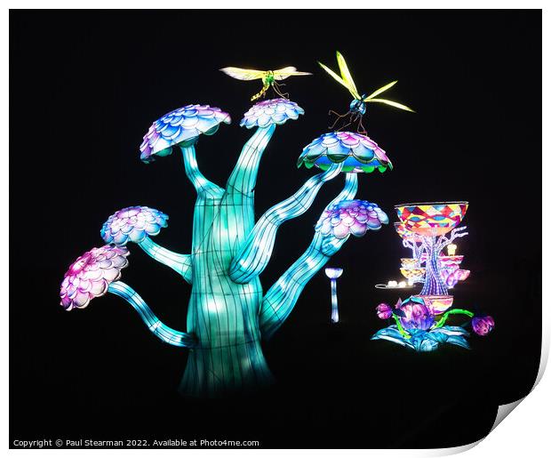 Night Light Abstract Toadstools and Dragonflies Print by Paul Stearman