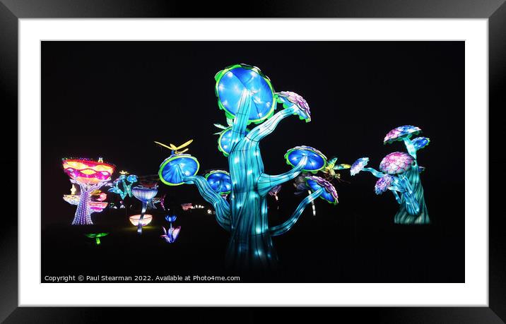 Abstract brightly lit toadstools Framed Mounted Print by Paul Stearman