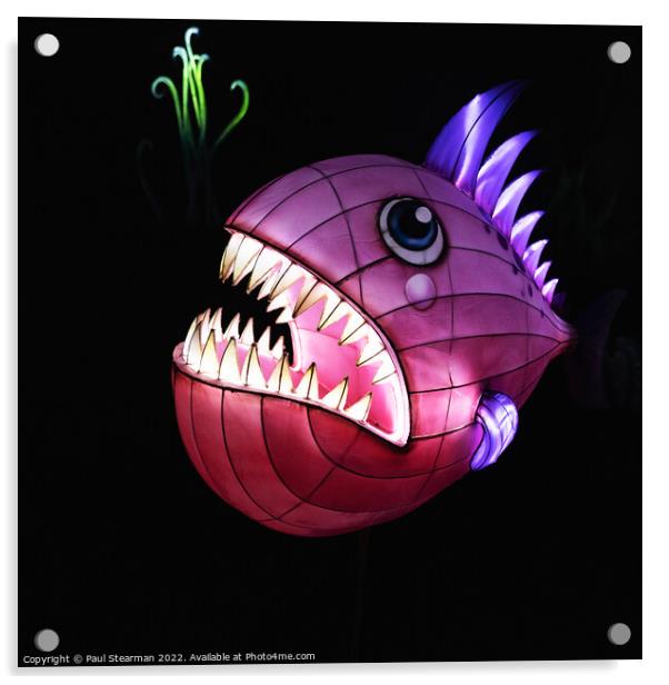 Colourful Abstract Piranha Fish With Teeth Acrylic by Paul Stearman