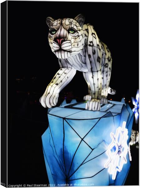 Abstract brightly lit  Snow Leopard taken at Night Canvas Print by Paul Stearman