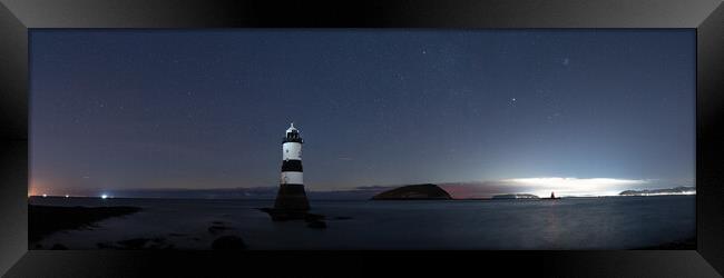 Penmon Lighthouse Anglesey Wales Stars at night Framed Print by Sonny Ryse