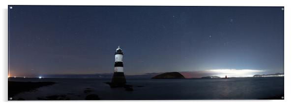 Penmon Lighthouse Anglesey Wales Stars at night Acrylic by Sonny Ryse