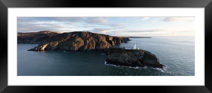 South stack Lighthouse aerial Anglesey Wales Framed Mounted Print by Sonny Ryse