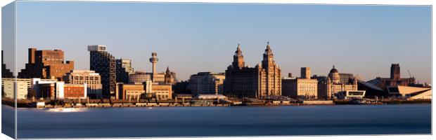Liverpool city skyline Mersey River England Canvas Print by Sonny Ryse