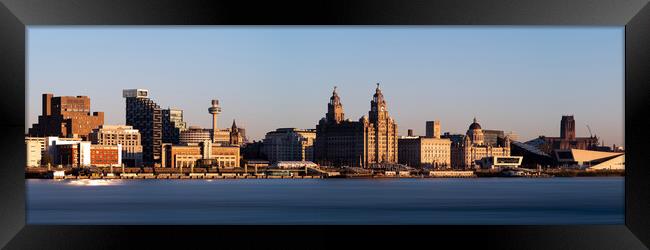 Liverpool city skyline Mersey River England Framed Print by Sonny Ryse