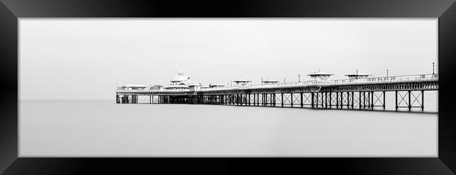 Llandudno Seaside Pier Wales Black and white Framed Print by Sonny Ryse