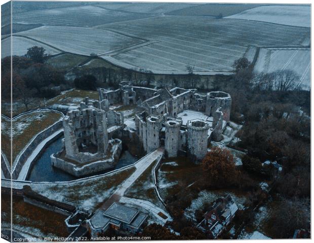 Ragaln Castle Wales in the snow Canvas Print by Billy McGarry