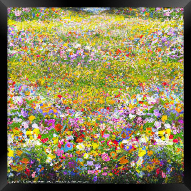 AI Flower Meadow Framed Print by Stephen Pimm