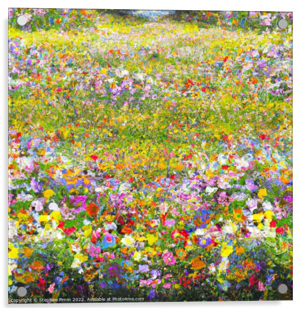 AI Flower Meadow Acrylic by Stephen Pimm