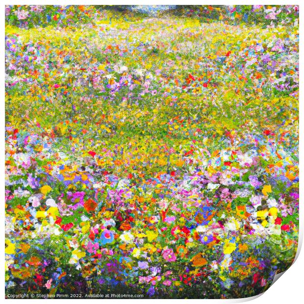 AI Flower Meadow Print by Stephen Pimm