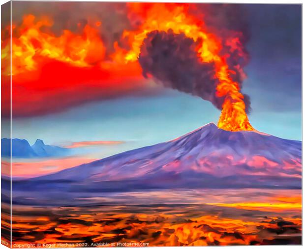 Blazing Shield Volcano Canvas Print by Roger Mechan