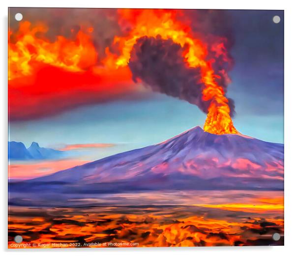Blazing Shield Volcano Acrylic by Roger Mechan
