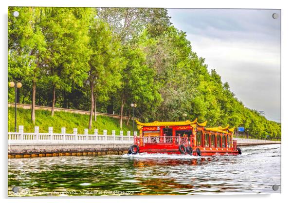 Boat Trip To Summer Palace Canal Beijing China Acrylic by William Perry
