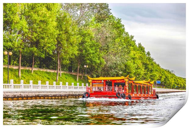 Boat Trip To Summer Palace Canal Beijing China Print by William Perry
