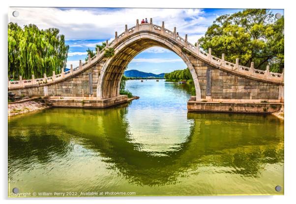 Moon Gate Bridge Reflection Summer Palace Beijing China Acrylic by William Perry