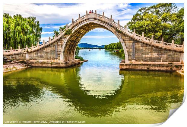 Moon Gate Bridge Reflection Summer Palace Beijing China Print by William Perry