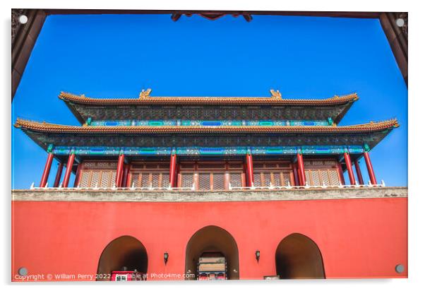 Red Entrance Gate Doors Forbidden City Palace Beijing China Acrylic by William Perry