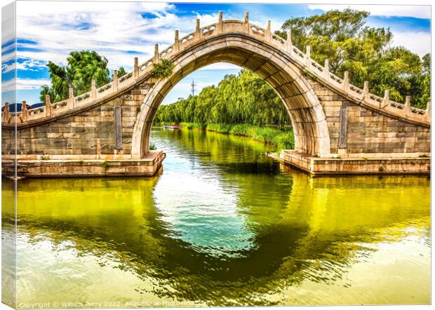Moon Gate Bridge Reflection Summer Palace Beijing China Canvas Print by William Perry