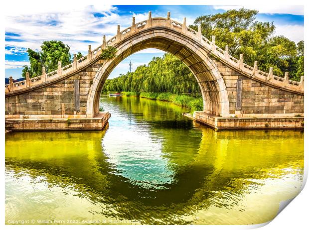 Moon Gate Bridge Reflection Summer Palace Beijing China Print by William Perry