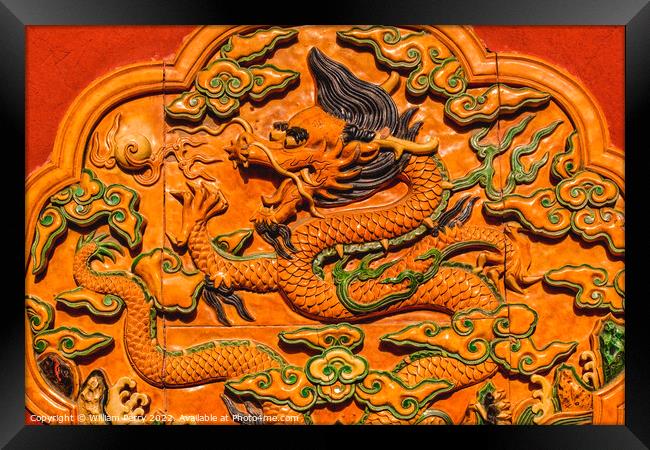 Dragon Ceramic Decoration Forbidden City Beijing China Framed Print by William Perry