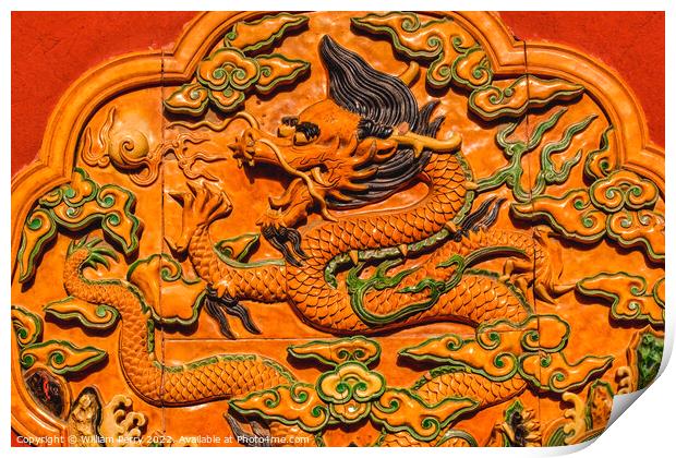 Dragon Ceramic Decoration Forbidden City Beijing China Print by William Perry