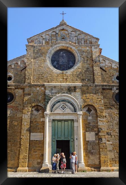 Facade of the Cathedral - Volterra Framed Print by Laszlo Konya