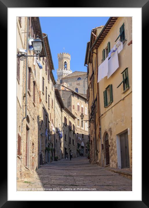 Walking up to the Town Hall - Volterra Framed Mounted Print by Laszlo Konya
