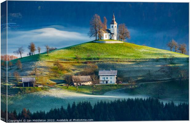 Church of Saint Thomas in the Skofja Loka Hills Canvas Print by Ian Middleton