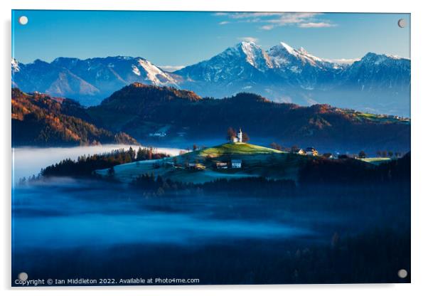 Church of Saint Thomas in the Skofja Loka Hills Acrylic by Ian Middleton