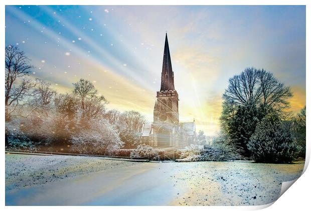 Wentworth Church Christmas Print by Apollo Aerial Photography