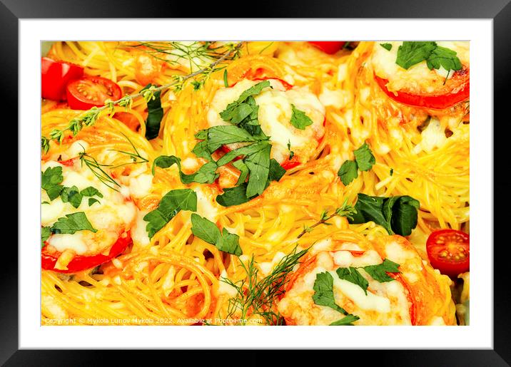 Spaghetti nest appetizers Framed Mounted Print by Mykola Lunov Mykola