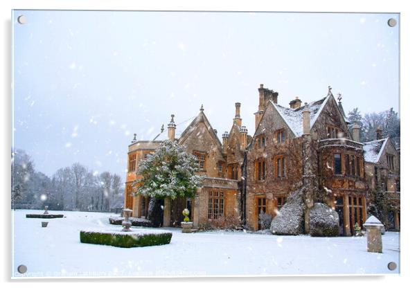 Castle Combe, Winter Acrylic by Graham Lathbury