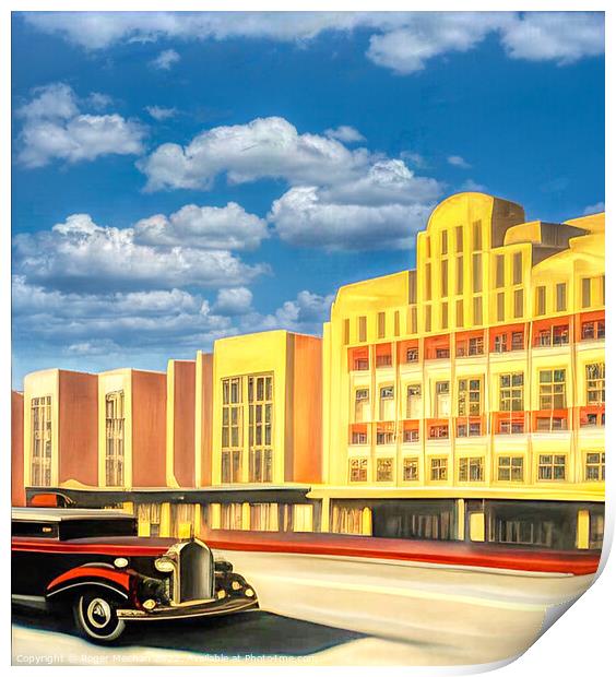 Art Deco Architecture Meets Classic American Car Print by Roger Mechan