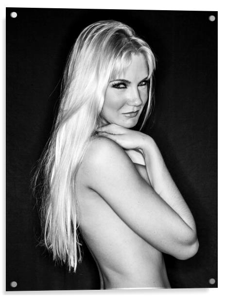 4344 Intimita Carissima Nuda Blonde Girl Nude Acrylic by Amyn Nasser X SURXPOSED ART