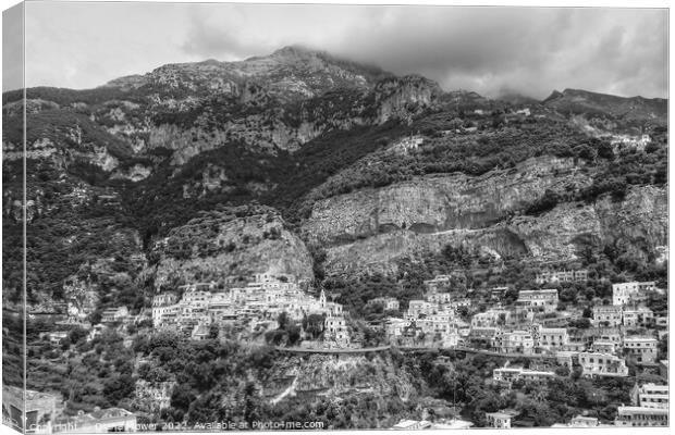 Amalfi Coast Italy monochrome Canvas Print by Diana Mower