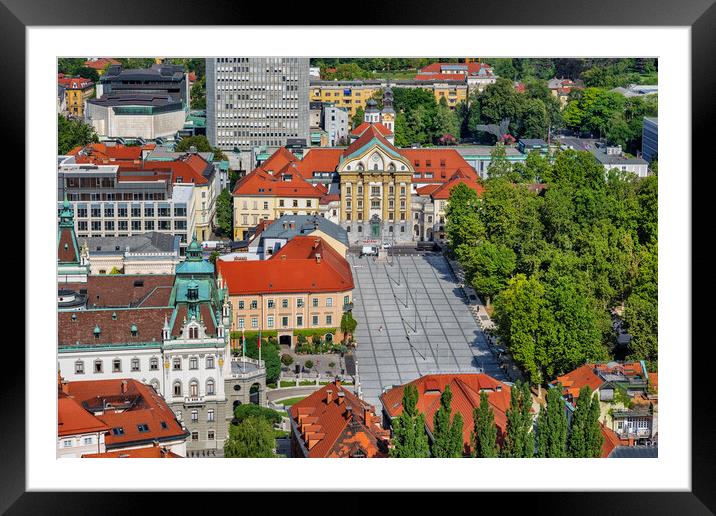 Congress Square In Ljubljana City Framed Mounted Print by Artur Bogacki