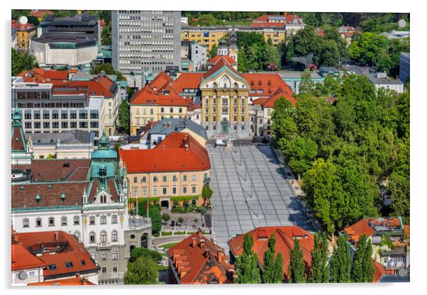 Congress Square In Ljubljana City Acrylic by Artur Bogacki
