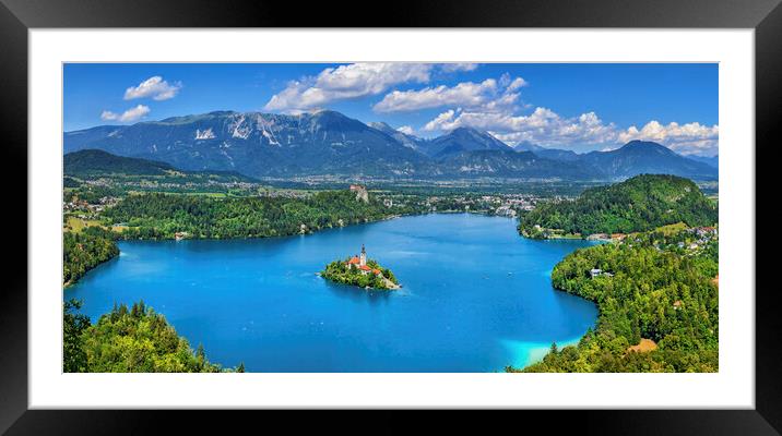 Lake Bled Panorama In Slovenia Framed Mounted Print by Artur Bogacki