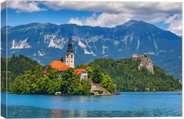 Lake Bled Landscape With Island And Castle Canvas Print by Artur Bogacki