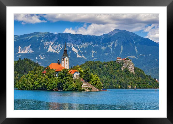Lake Bled Landscape With Island And Castle Framed Mounted Print by Artur Bogacki