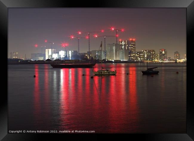 Fiery Reflections on the Thames Framed Print by Antony Robinson