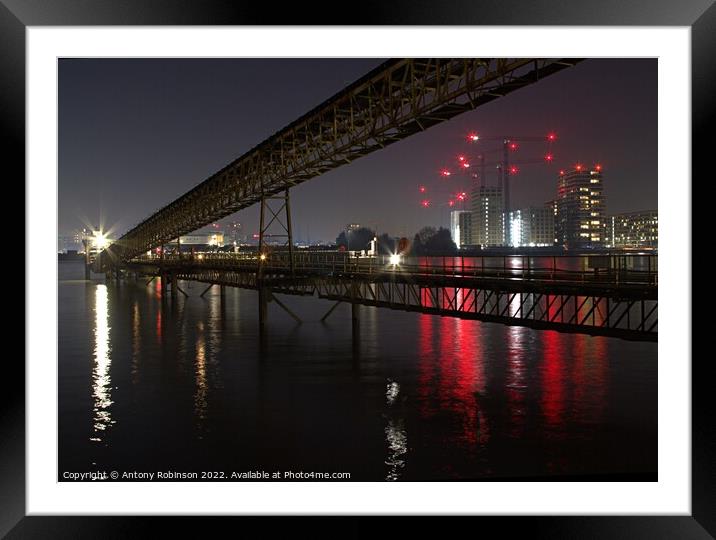 Fiery Reflections of a Vibrant City Framed Mounted Print by Antony Robinson