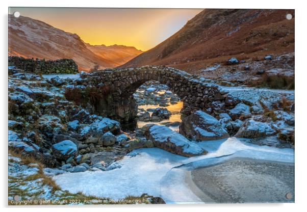 The Packhorse Bridge in Eskdale Acrylic by geoff shoults