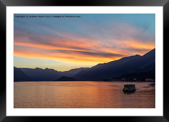 Como ferry at sunset Framed Mounted Print by Graham Moore