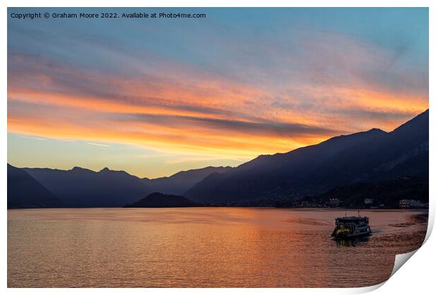 Como ferry at sunset Print by Graham Moore