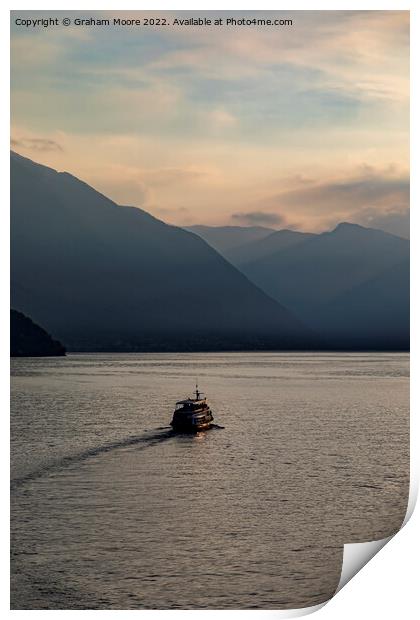 Como ferry evening Print by Graham Moore