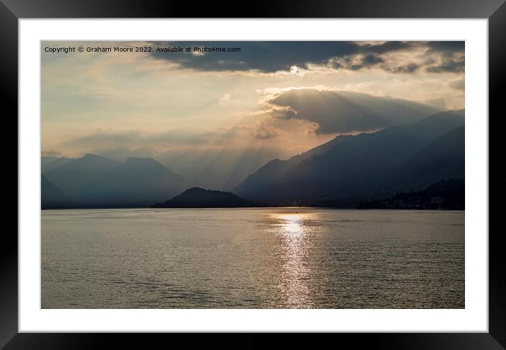 Como crepuscular rays Framed Mounted Print by Graham Moore