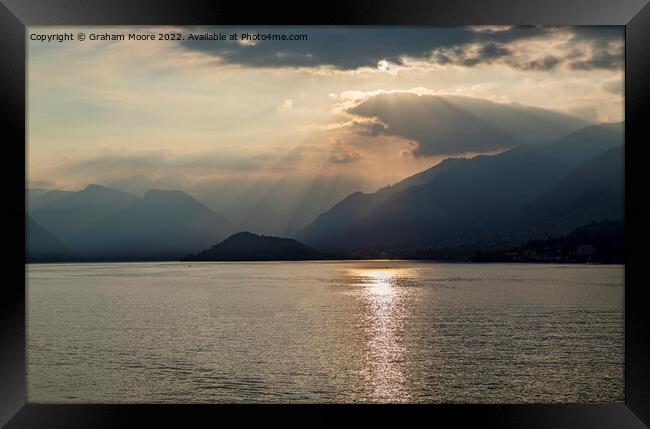 Como crepuscular rays Framed Print by Graham Moore